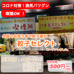 餃子セレクト 〜全国のお取り寄せ餃子専門屋台〜　＊風と島人喫煙所兼用