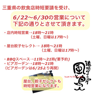 6/22〜6/30の営業について